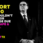 Graphic with black and white images of Gov. Abbott and Lt. Gov. Patrick with "Support HB 290: Kids shouldn't lose their coverage due to red tape & politics" and the #SickOfItTX logo